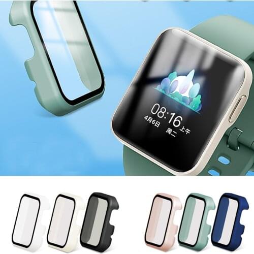 Shiny Hard Shell Edge Glass Screen Protector Case Frame For Xiaomi Mi Watch Lite/Redmi Watch Protective Bumper Cover Accessories