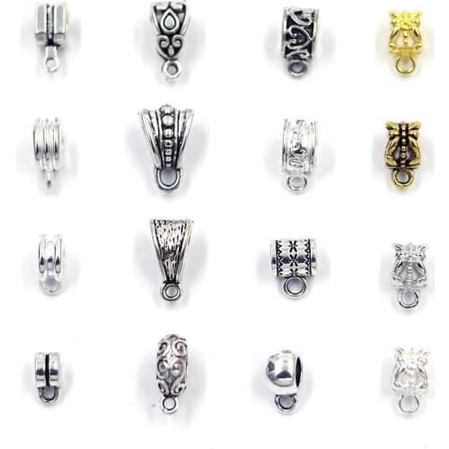 20Pcs Silver Gold Bail Spacer European Beads Clips Pendants Clasps Connectors For Charm Bracelet Jewelry DIY Making Finding