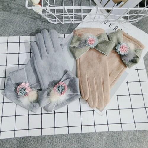 Women winter gray khaki Gloves Mittens
