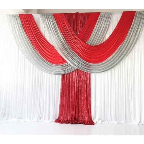 10*20Ft Express free 3x6 meter shipping ice silk wedding stage backdrops decoration romantic wedding curtain with swags sequins