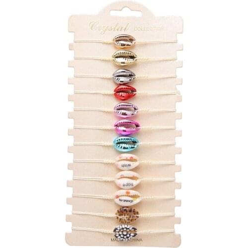 12 Pcs/Sets Shell Bracelets for Women Vintage Multilayer Cuff Bracelets Bangles Adjustable Bracelet Pulseras Mujer