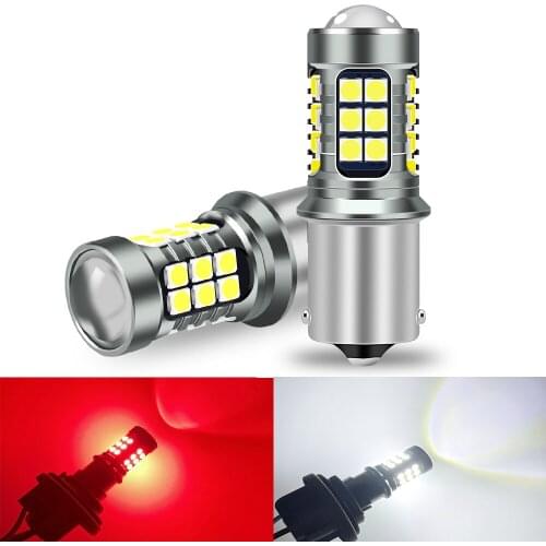2PCS LED Reverse Lights Bulbs 1156 BA15S P21W 1157 BAY15D P21/5W 7443 T15 T20 7440 3030 SMD Canbus Car Turn Signal Stop Lamp 12V