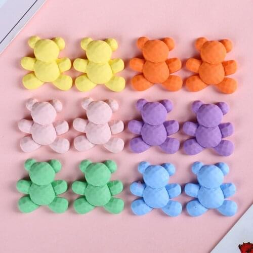 30Pcs Color Cartoon Resin Bear Ornament Figurines DIY Crafts Supplies Phone Shell Patch Arts Headwear Hair Accessories Materials