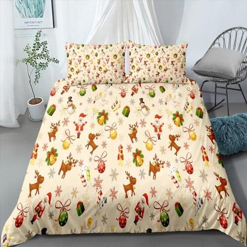 3D Digital Printed 2/3 Pieces Elk Bells Bedding Set Christmas Duvet Cover happy New Year Bed Quilt Cover Home Textile Cover Set