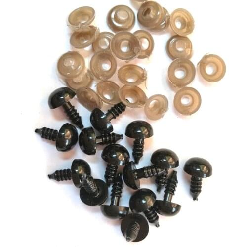 50PCS DIY Doll Toy Eyes Black Plastic Safety Eyes Puppets Doll with Washers