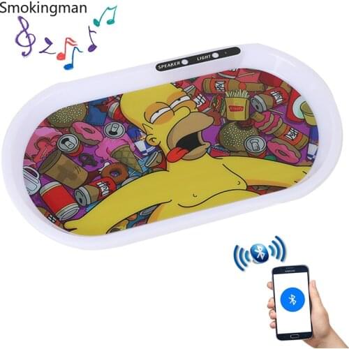 Bluetooth Speaker Glow Tray Rolling Trays Switchable 7 Colors of Lights ABS Led Build in Voice Control Serve Music Rechargeable