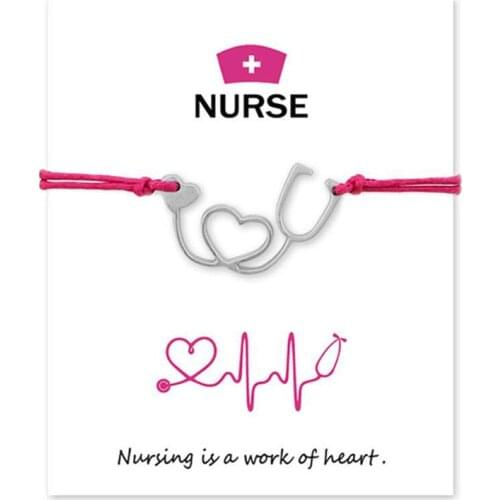 4 Color Love Nurse Rope Knot Bracelet Stethoscope Nurse Hat Charm Bracelet Women Bracelet Special Gift For Nurse Fashion Jewelry
