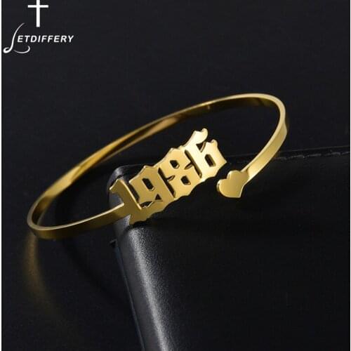 Letdiffery Customized Years Heart Adjustable Stainless Steel Bracelets For Girlfriend Wife Mom Christmas Gifts Jewelry Hot Sell