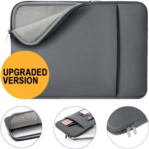 Rainyear Laptop Sleeve Notebook Case Pocket Tablet PC Bag For ASUS Dell HP Acer For Mackbook Air iPad 11 13 14 15 15.6 inch Grey
