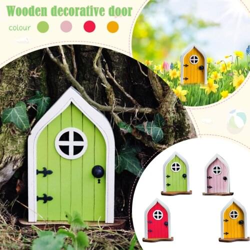 Wooden Fairy Garden Window Elf Gnome Door for Trees Decor Outdoor Garden Yard Art Door Windows Tree Trunk Statues Tree Hugger