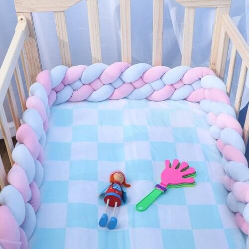 Baby Knotted Braided Bumper Handmade Soft Knot Pillow Pad Cushion Nursery Cradle Decor Baby Sleeping Protector Cotton 2M 4Strand