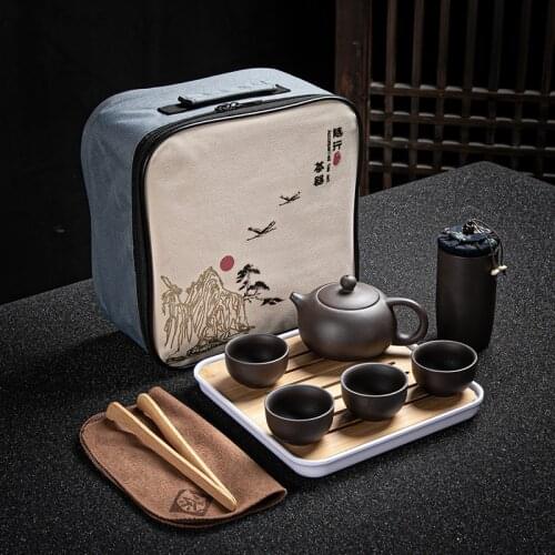 Purple Clay Travel Tea Set Yixing Teapot Drinkware Tea Cup Tureen Infuser Chinese Tea Ceremony OutdoorHome Teaware Sets Gift New