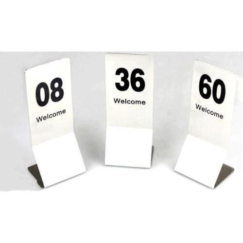 Double-Sides stainless steel Restaurant table number cards Digital Card seat card holder Hotel desk menu card display 10pcs/lot
