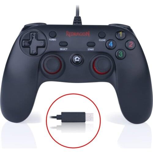 Redragon G807 Gamepad, PC Game Controller Joystick With Dual Vibration Saturn For Windows PS3 Black Wired