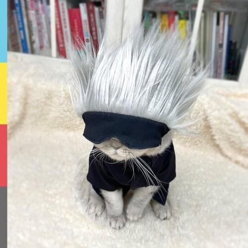 Anime Jujutsu Kaisen Gojo Satoru Little cat Headgear Eye mask Cosplay Costumes Spring Autumn Little Dog Pet costume Gifts