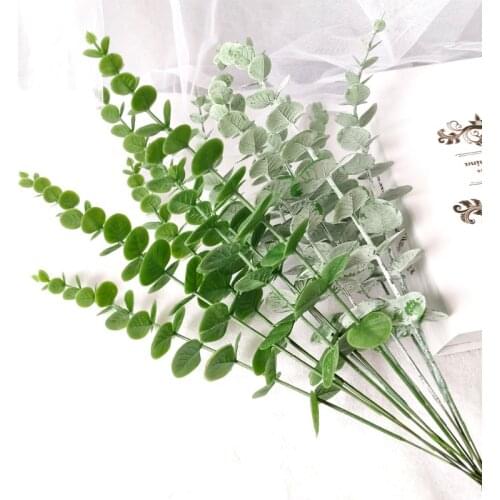 10 Pcs Artificial Greenery Eucalyptus Leaves Plastic Leaf Fake Plant Decor Wedding Flower Wall Home Flower Arrangement Plants