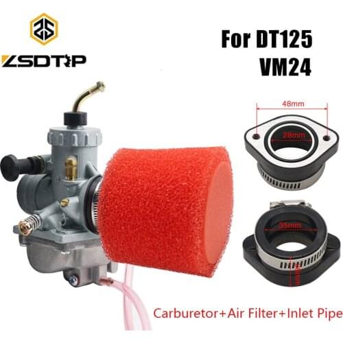 ZSDTRP 3pcs Set Carburetor+Air Filter+Inlet Pipe VM24 Carb DT125 Carburetor Kit For YAMAHA DT125 MIKUNI VM24 Accessories