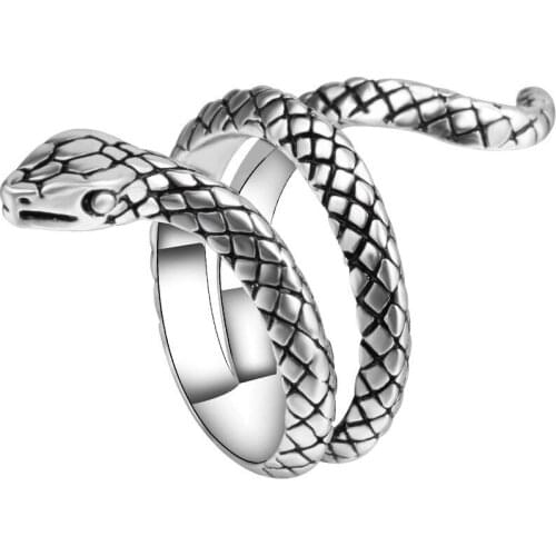 Retro Punk Hip Hop Alloy Snake Ring Fashion Personality Accessories Adjustable Opening Jewelry Gift