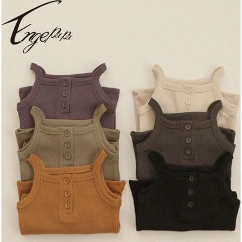 Engepapa 2021 New Fashion Toddler Baby Solid Romper Sleeveless Infant Baby Boy Girl Pure Color Jumpsuit Children Clothes Outfit