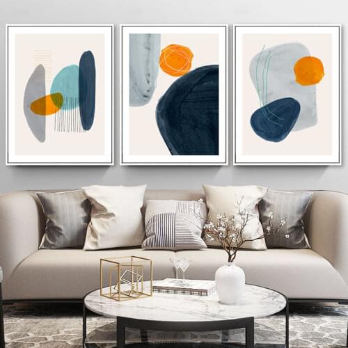 Colorful Geometric Abstract Canvas Painting Scandinavian Wall Art Poster and Prints Modern Wall Pictures for Living Room Decor