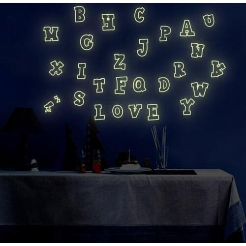 Colorful English letter luminous stickers Living room bedroom decoration Fluorescent wall stickers for kids rooms organizer