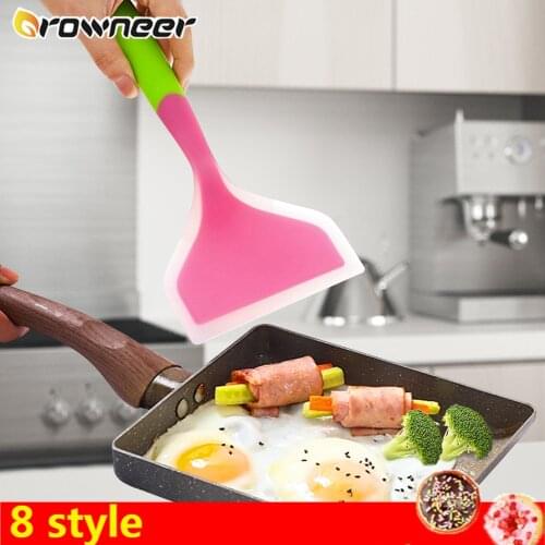 8 Style Multifunction Colorful Cooking Spatula Silicone Soft High Temperature Resistant Pizza Fry Shovel Beef Meat Egg Scraper