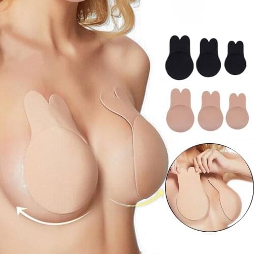 Reusable Silicone Bra Women Invisible Push Up Stick On Bra Self Adhesive Strapless Kawaii Rabbit Bras For Women Breast Lift Tape