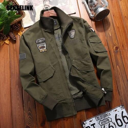 Mens Military Jacket Bomber Mens Jacket Korean 2020 Army Autumn & Winter Fashion Cotton Warm Denim Brand Casual Clothing 4XL