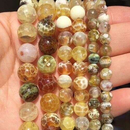 Natural Stone Brown Yellow Fire Agates Onyx Round Loose Beads For Jewelry Making 15'Strand 6/8/10mm DIY Bracelets Necklaces