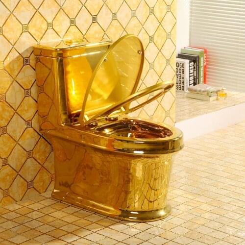 New gold toilet, 4D flush color gold toilet, water saving and odor proof gold toilet, color toilet