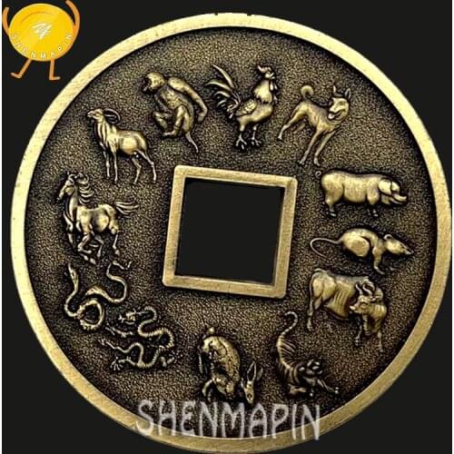 Three-dimensional Relief Zodiac Commemorative Coin Chinese Buddhism Jokhang Temple Peace Auspicious Bronze Coins Collectibles