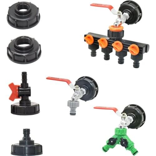 IBC S60 Adapter 2" To 1/2" 3/4" 1" Female Thread Coupler Garden Tap 2/4 Way Valve 60mm Coarse Thread Garden Water Connectors