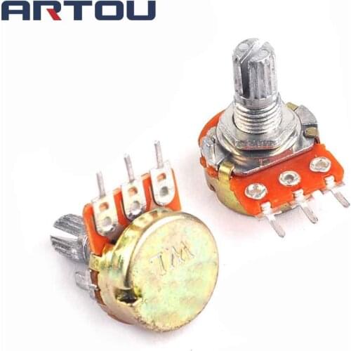 10PCS B10K/B50K/B1M/B100K/B500K Single Linear Pot Potentiometer 10K/50K/1M/100K/500K 15mm Shaft with Nuts Shims