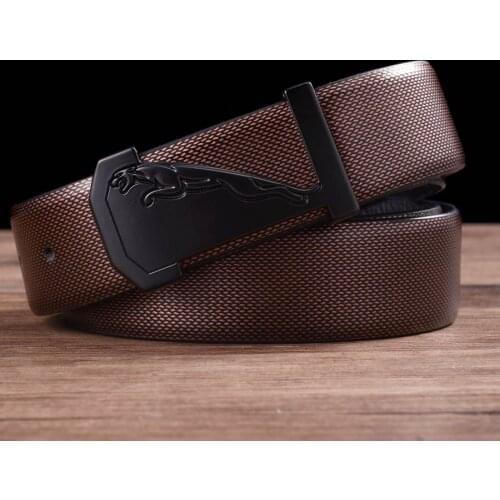 Men’s Genuine Leather Ratchet Dress Belt with Automatic Buckle Male Waistband