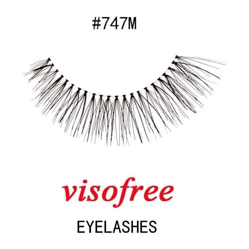 Visofree Eyelashes Fashion soft False Fake Human Hair Eyelashes Adhesives Glamour Winged Eye lashes 1Pair/box #747M