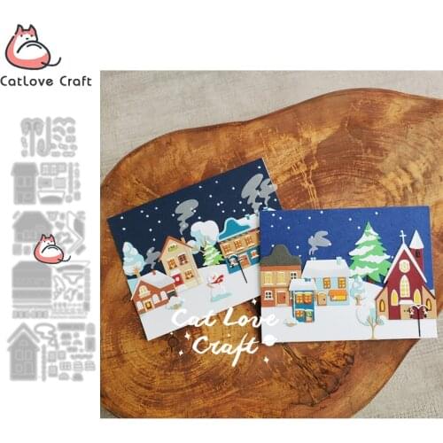 Christmas House Building Metal Cutting Dies Scrapbooking Stencil Die Cuts Card Making DIY Craft Embossing New Dies For 2021