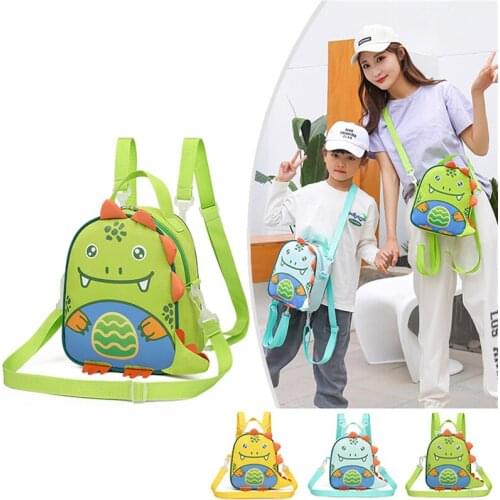 Toddlers Cartoon Zipper Backpack, Little Girls Boys Large Capacity Creative Dinosaur Printing Messenger Bag Casual Schoolbag