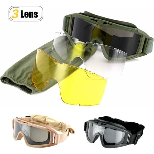 3 Lens Tactical Glasses Military Goggles Army Sunglasses Airsoft Paintball Shooting Eyewear Gafas Hunting Protection Equipment