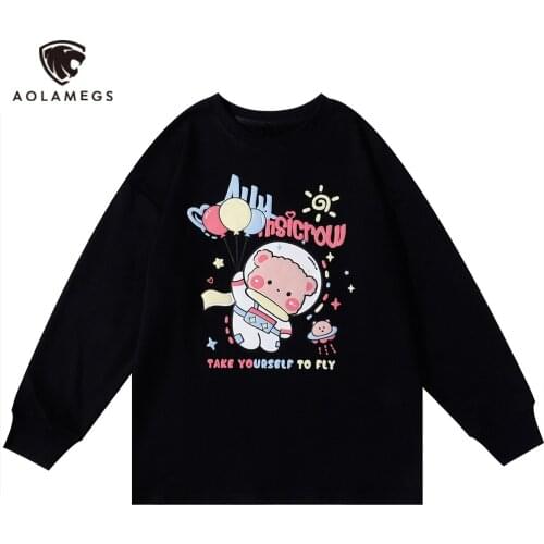 Aolamegs Printing Hoodie Sweatshirt Loose Harajuku Hoodies Men Pullovers Men Autumn Hip Hop Streetwear Casual Sweatshirts