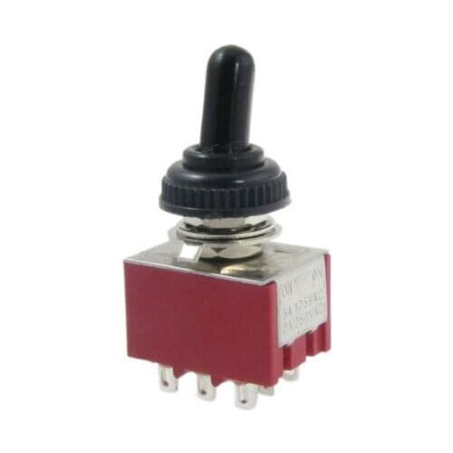 1pcs MTS-202 Red AC 250V 2A 125V 5A ON/ON 2 Position 3PDT Toggle Switch with Waterproof Boot 6 pin