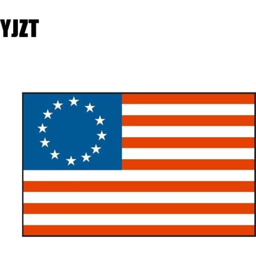 YJZT 15.8CM*9.6CM Personality Reflective Historical BETSY ROSS Flag Car Sticker Decal 6-0524