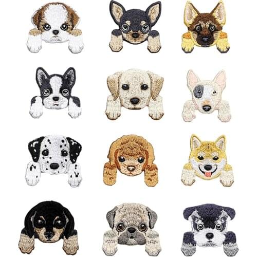 1Pcs Cute Dog Embroidery Patch for Clothing Chihuahua Shiba Dog Iron on Patches Backpack Decoration Small Applique