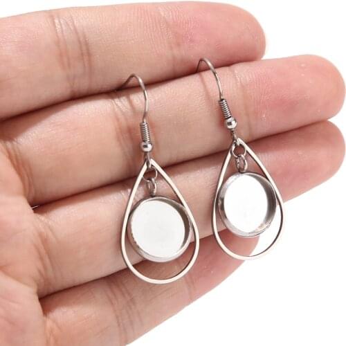 10pcs Teardrop Stainless Steel Earrings Bases Settings Earring Blank DIY Earring Kits 12mm Bezel Earring Tray