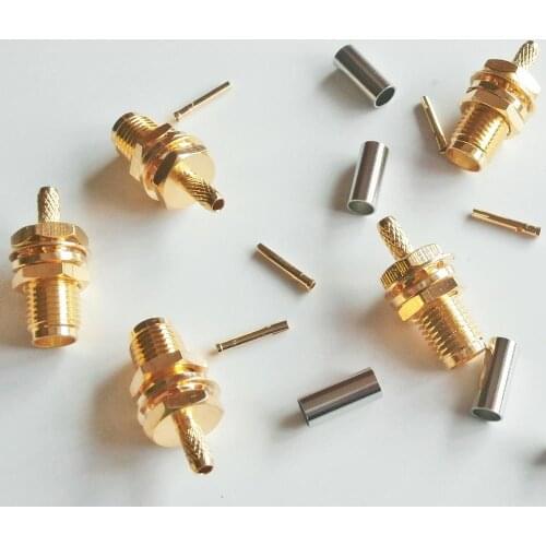 10X Pcs High-quality RF Connector SMA Female plug With O-ring Bulkhead Panel Nut Crimp for RG316 RG174 RG179 LMR100 Cable Brass