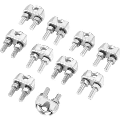 10 Pcs 3mm 4mm 5mm Marine Grade Stainless Steel 316 Wire Rope Clips Clamp Cable Grip Metal Wire U Bolts Fixing Tool Yachts Boats