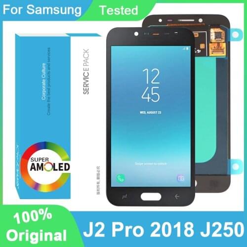 100% Original AMOLED 5.0'' Display For Samsung Galaxy J2 Pro 2018 J250 J250F Full LCD Touch Screen Digitizer Repair Parts