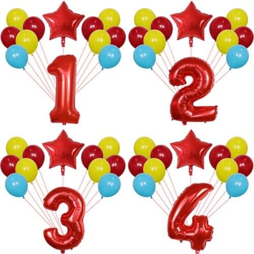 12pcs Star 30inch Number Foil Balloons Baby Shower 1st Birthday Party Decoration Kids I nflatableToys Helium Balloon Air Globos