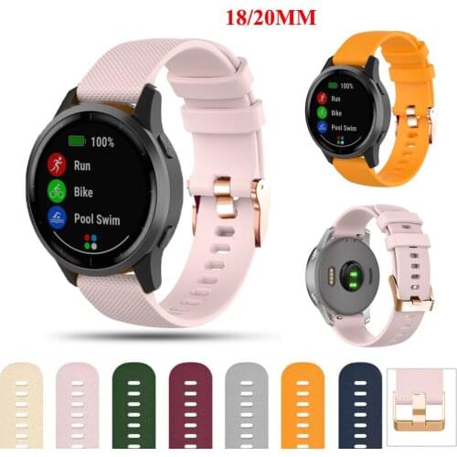 18 20mm For Garmin Active S Silicone Watch Band Sports Straps Forerunner 245/645/Vivoactive 3/Venu/Venu SQ/2S Bracelet Watchband