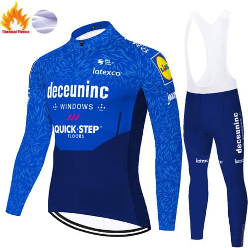 2021 roupa bike quick step cycling jersey Men Winter Thermal Fleece cycling jersey 20D bycicle Suit Outdoor Bike cycling pants