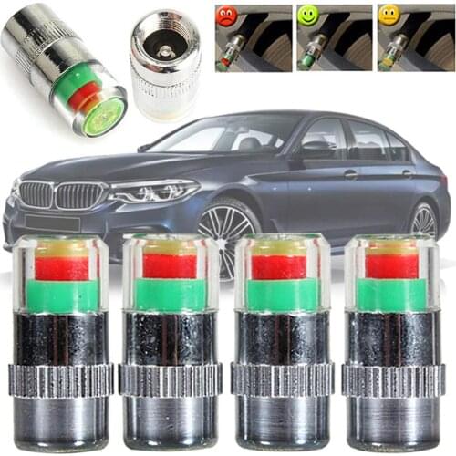 4Pcs Auto Tire Pressure Monitor Tyre Gage Alert Sensor Indicator Valves Caps Tyre Pressure Monitoring System